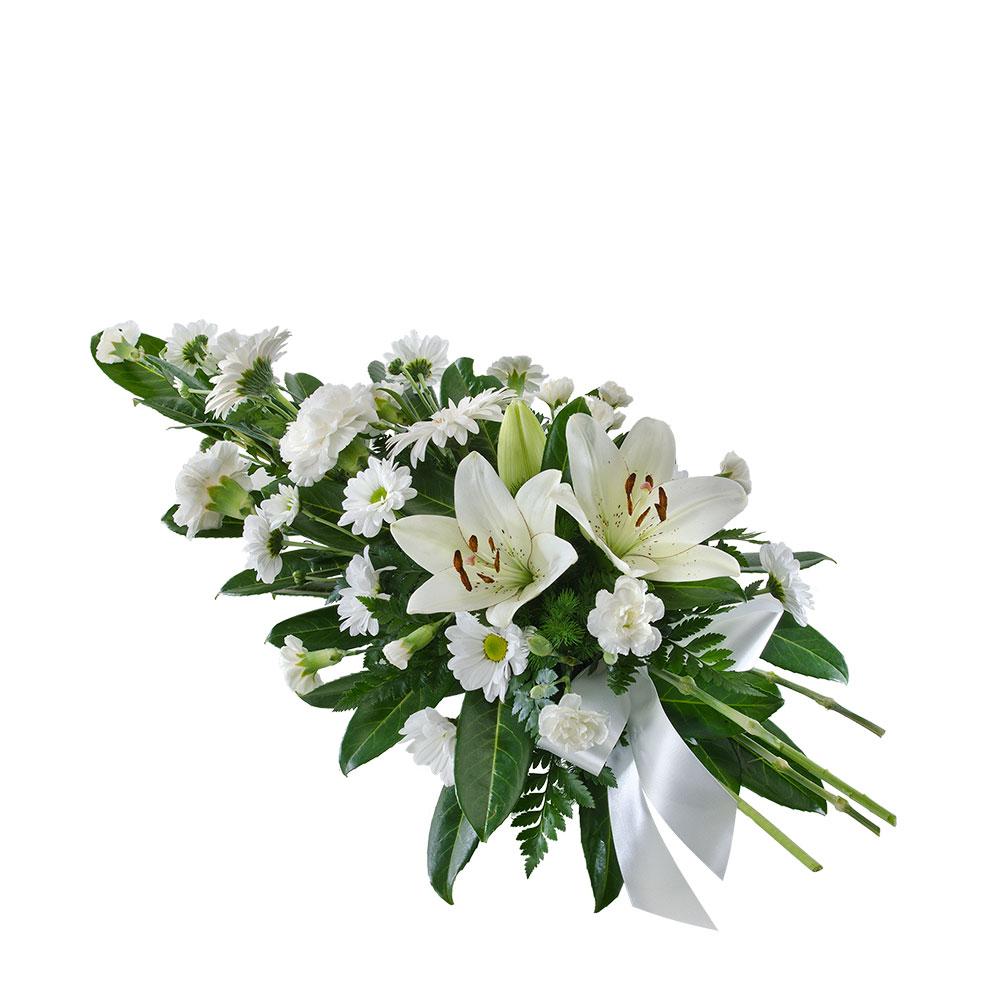 Sympathy Spray Suitable for Service

This stunning sympathy spray is an all-white floral tribute that thoughtfully expresses love for a dear friend or family member. Suitable for delivery to the funeral service only (it is not suitable for delivery to the home).

Flowers may vary from the image displayed due to seasonal availability. We'll craft an arrangement which is similar in style using seasonal flowers that is equal or greater in value. 