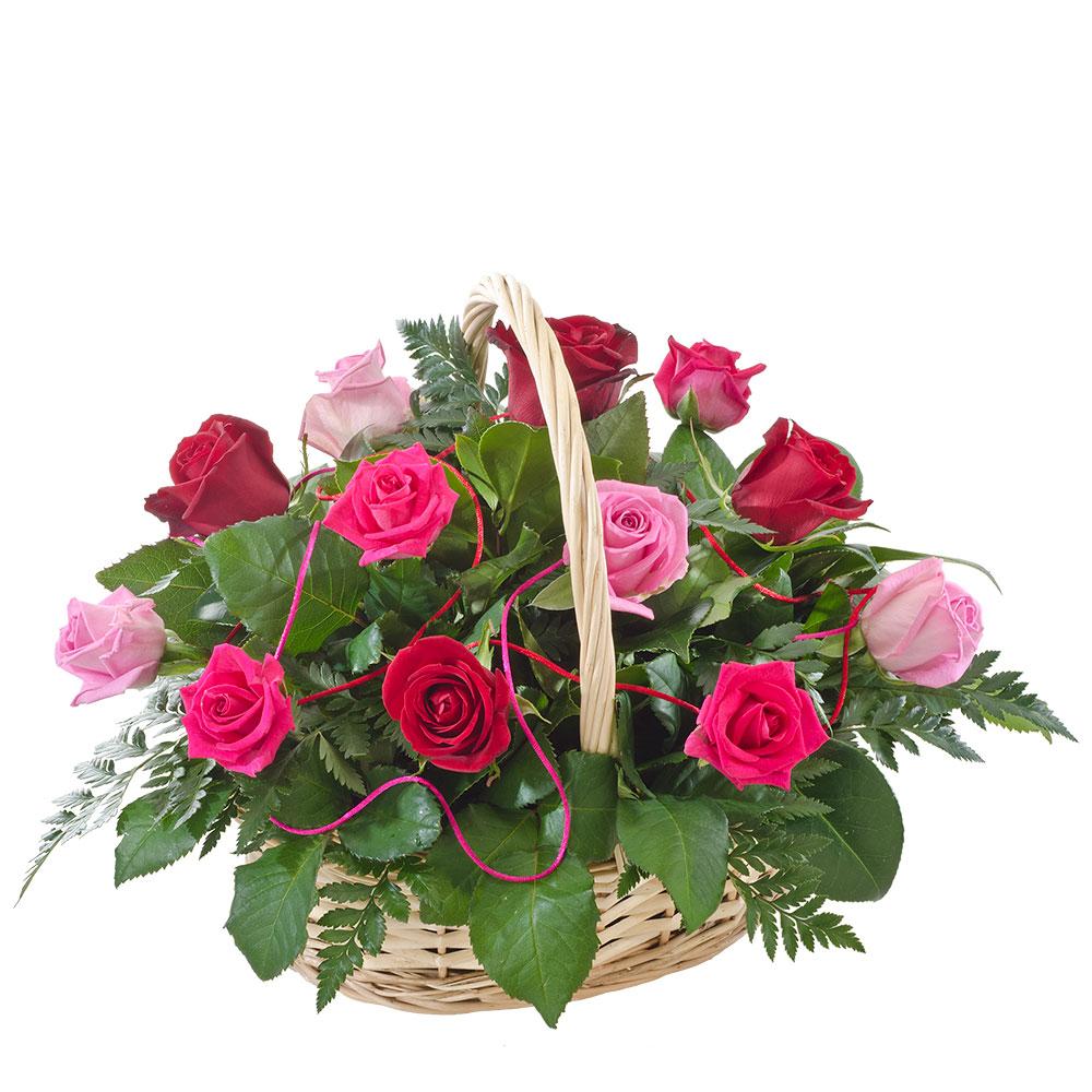Basket of 12 Red & Pink Roses

For a unique way to show your love of someone special, send them Caress. A dozen deep red, bright fuschia, and pretty pink roses are beautifully combined with lush foliage and presented in a charming basket.

Flowers may vary from the image displayed due to seasonal availability. We'll craft an arrangement which is similar in style using seasonal flowers that is equal or greater in value. 