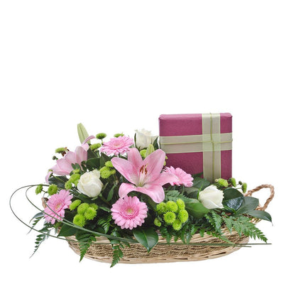 Lavish Basket of Mixed Blooms with Boxed Chocolates

This lavish basket of beautiful flowers and rich foliage also features a mixed box of gourmet chocolates to make your gift even sweeter. Expertly handcrafted by a local florist and presented in a delightful basket. Treat them to Double Delight.

Flowers may vary from the image displayed due to seasonal availability. We'll craft an arrangement which is similar in style using seasonal flowers that is equal or greater in value. 