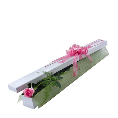 Single Long Stemmed Pink Rose in a Presentation Box

A single long stemmed pink rose lays within an alluring presentation box in this beautiful gift. First Kiss is an elegant way to show your love; your recipient won't be able to resist!

Flowers may vary from the image displayed due to seasonal availability. We'll craft an arrangement which is similar in style using seasonal flowers that is equal or greater in value. 