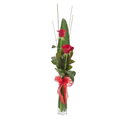 Vase with 2 Red Roses

Flirt with a special someone with this seductive gift. Two luscious red roses stand tall in a glass vase with deep green foliage and red ribbon.

Flowers may vary from the image displayed due to seasonal availability. We'll craft an arrangement which is similar in style using seasonal flowers that is equal or greater in value. 