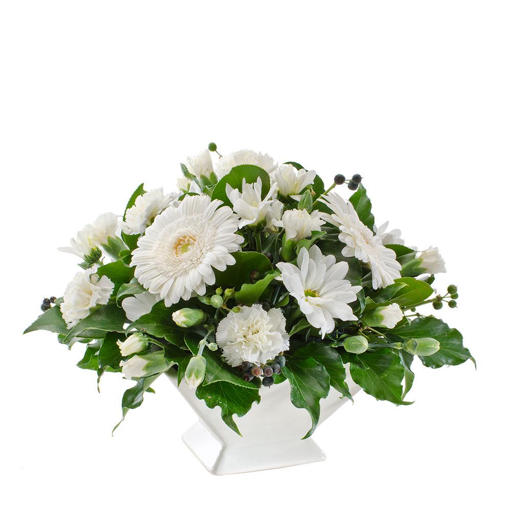 Arrangement in a Ceramic Containter Suitable for Home

A beautiful symbol of life, a floral tribute is a wonderful and much appreciated way to express your feelings for a friend or loved one. This sympathy arrangement is suitable for delivery to the home.

Flowers may vary from the image displayed due to seasonal availability. We'll craft an arrangement which is similar in style using seasonal flowers that is equal or greater in value. 