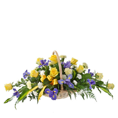 Mixed Sympathy Basket Suitable for Home or Service

Celebrate a beautiful life with Thoughts of You. Mixed blooms in soft yellow and purple combine with lush foliage in this basket presentation. Suitable for delivery to the home or funeral service.

Flowers may vary from the image displayed due to seasonal availability. We'll craft an arrangement which is similar in style using seasonal flowers that is equal or greater in value. 
